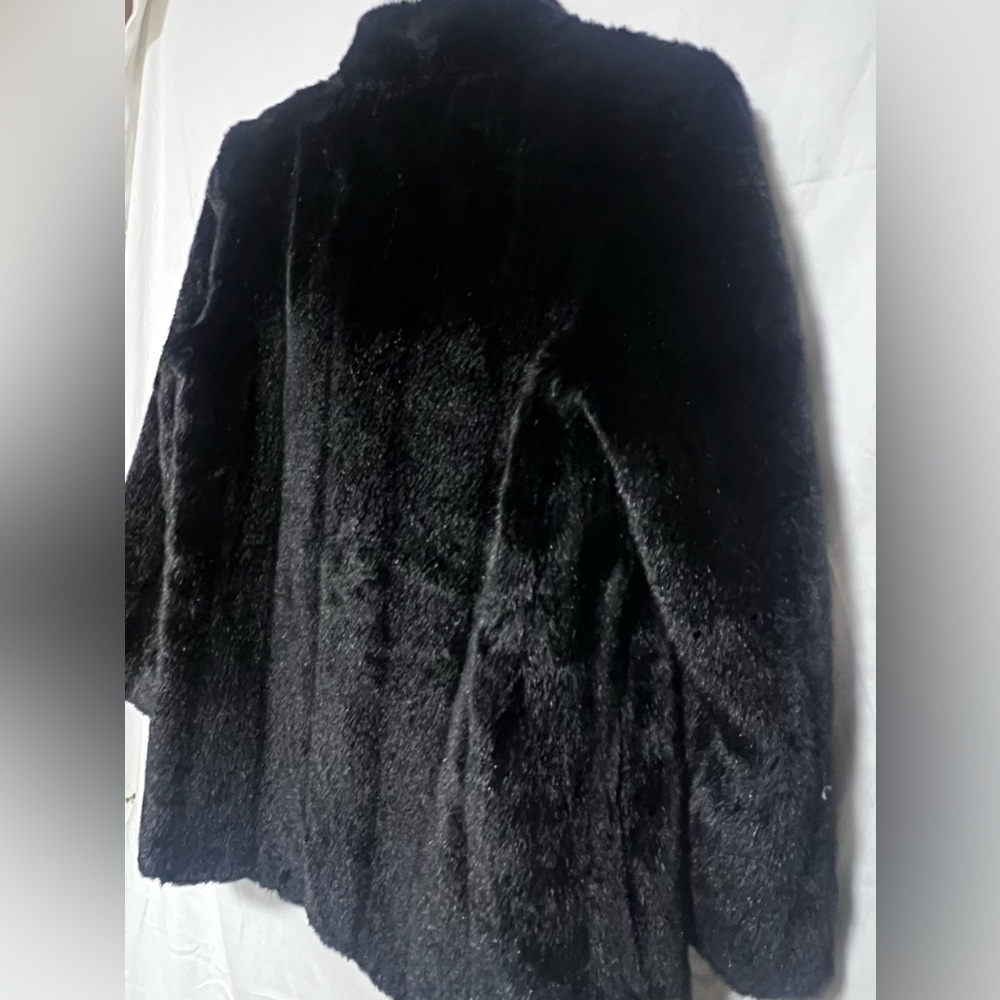 Vintage Hillmoor NY Tissavel France Faux Fur Jacket Coat Black Union Made Winter - Picture 6 of 14
